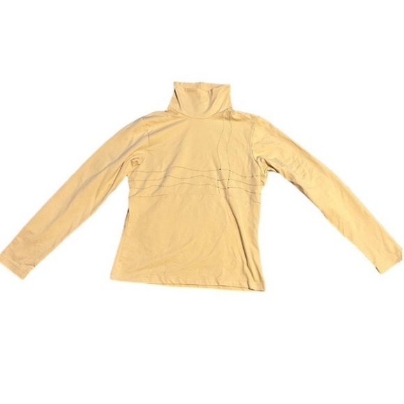 Nils Medium Pale Yellow High Neck Long Sleeve Ski Sportswear Base Layer w Gems - Picture 3 of 10